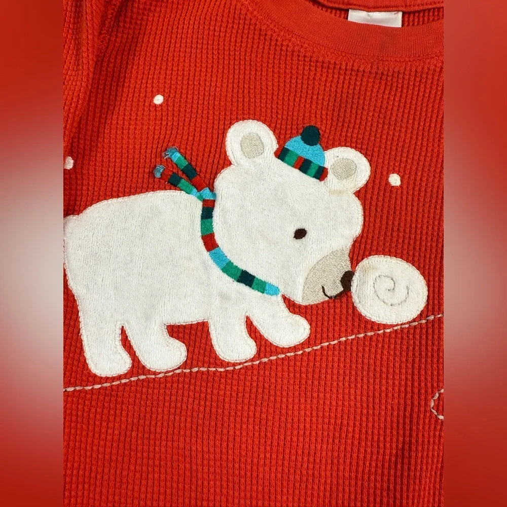 GYMBOREE Baby Boys’ Snow Bear Line Embroidered Waffle Knit One Piece Size 18-24M